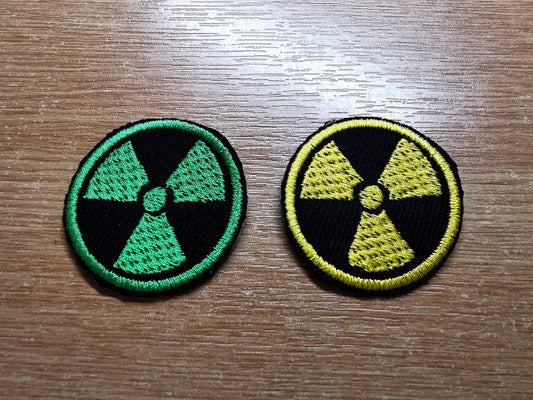 Small Nuclear Embroidered Patch Symbols Green or Yellow