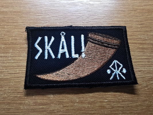 Skal Drinking Horn Patch Embroidered Norse Viking Mead Art