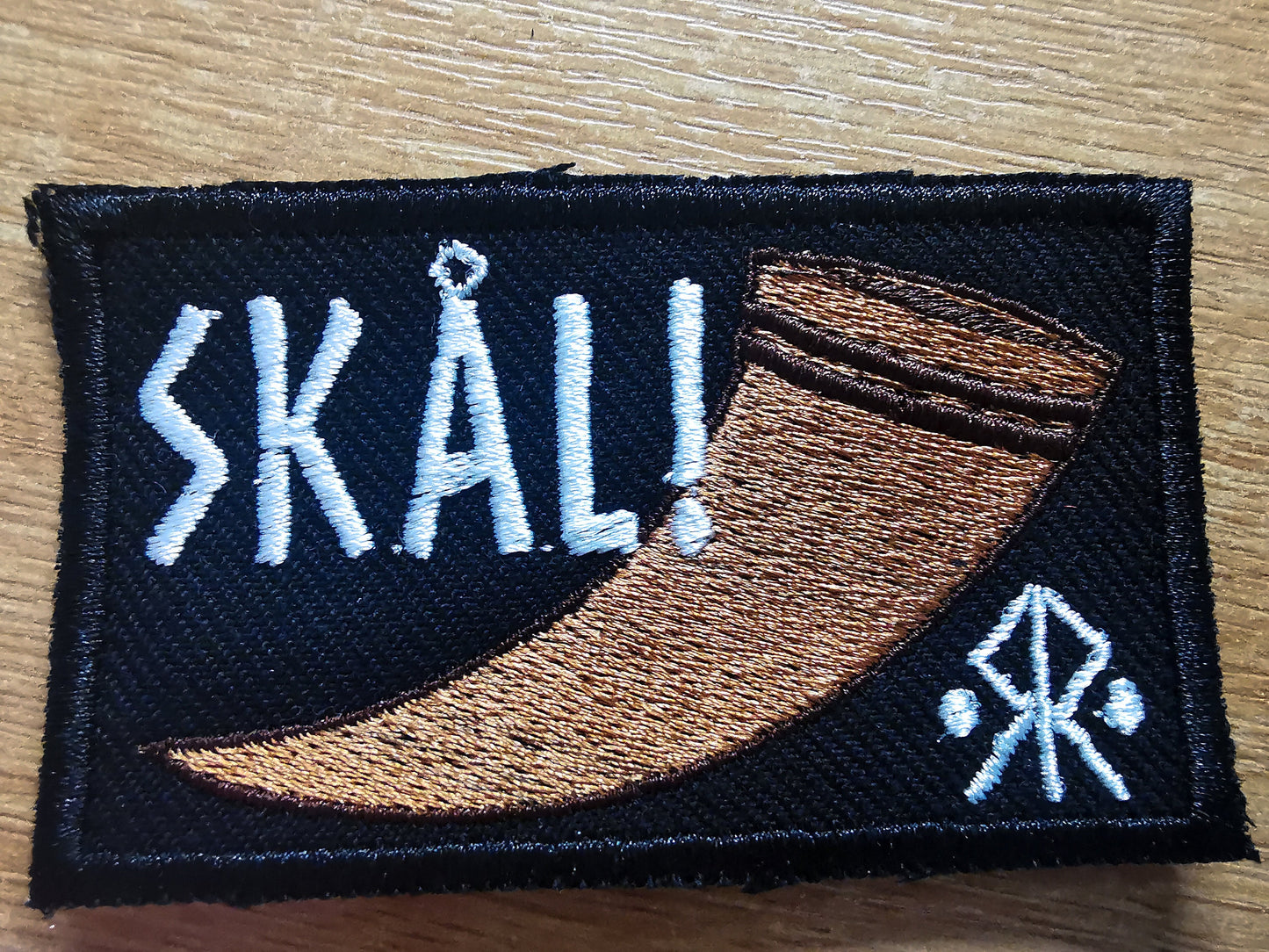 Skal Drinking Horn Patch Embroidered Norse Viking Mead Art