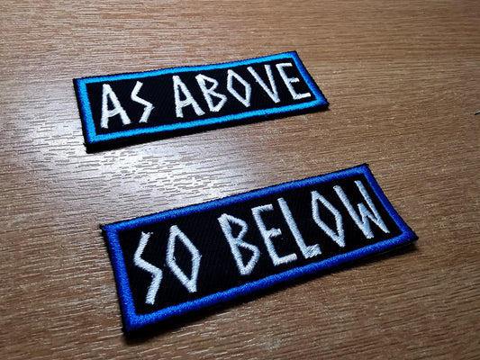 As Above So Below Iron On Embroidered Patch Norse Two Tone Blue