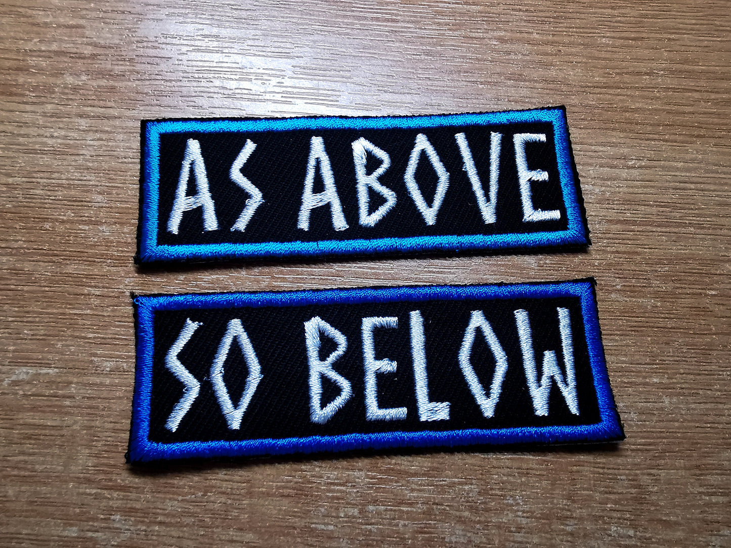 As Above So Below Iron On Embroidered Patch Norse Two Tone Blue