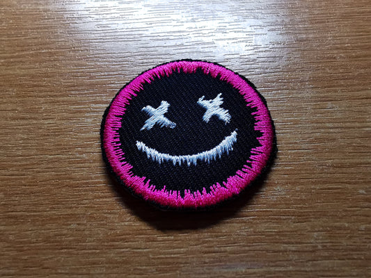 Pink Dripping Face Iron On Embroidered Patch Pop Punk Skater Alternative Gothic Metal Emo Gift