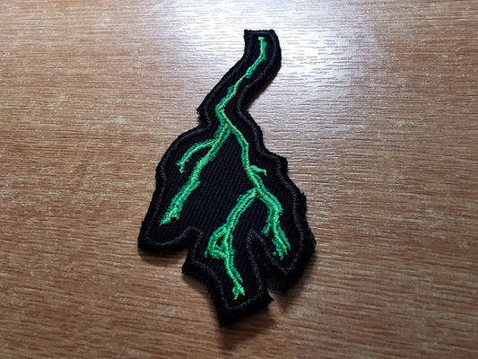 Forked Lightning Green Iron On Embroidered Patch Gothic Thrash Death Black Metal Battlejacket