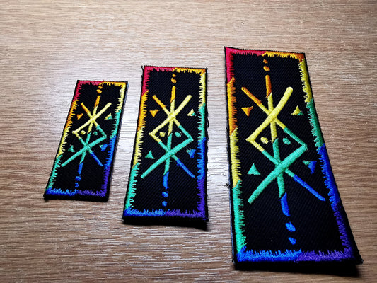 Rainbow Protection Bindrune Patch Iron On Embroidered Norse Heathenry Bind Runes Viking LGBTQ+ Inclusive Gender Pronoun