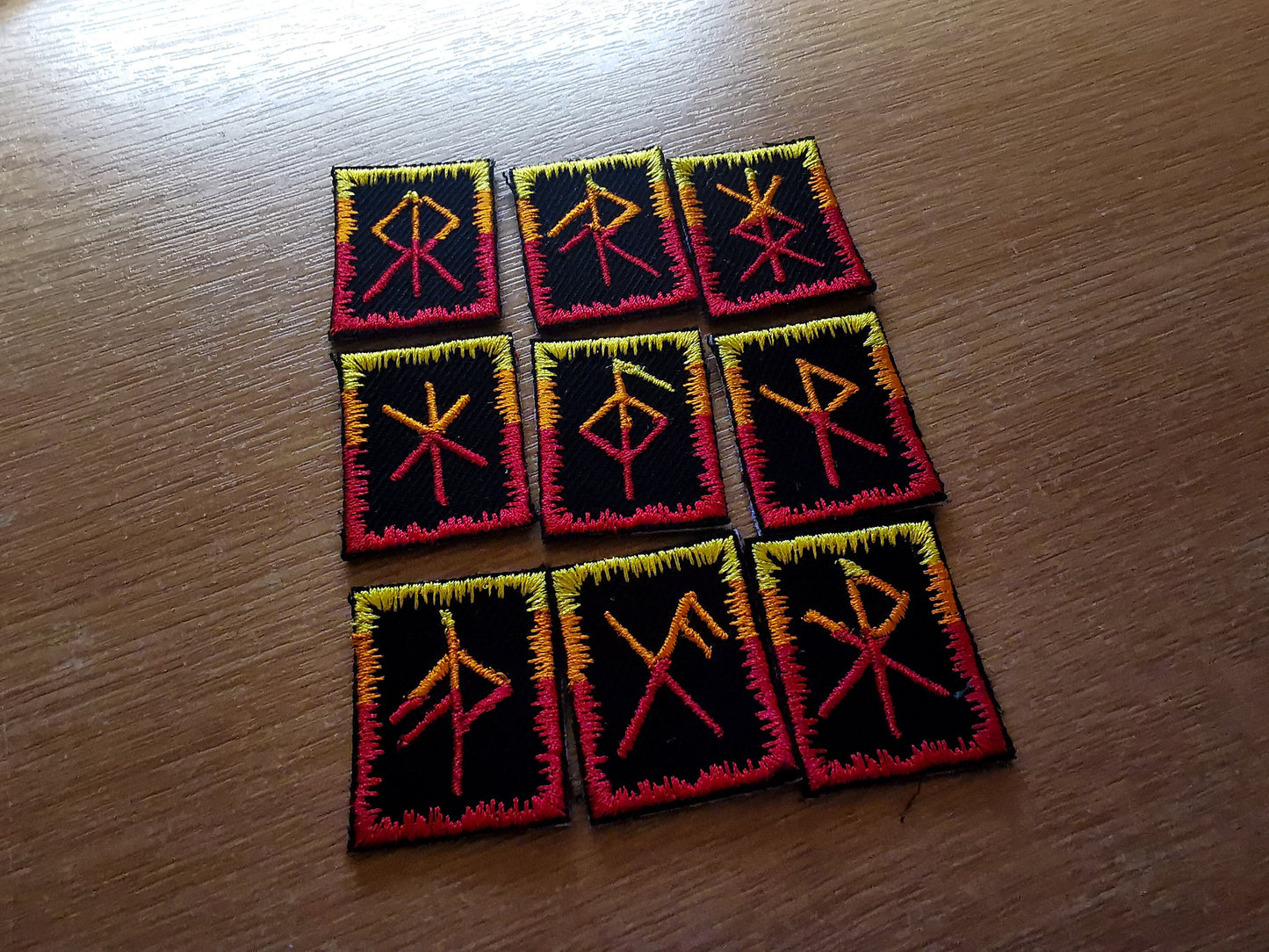 Bindrune Patches Fiery Fade Iron On Embroidered Viking Norse Heathenry Bind Runes Custom Selection
