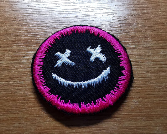 Pink Dripping Face Iron On Embroidered Patch Pop Punk Skater Alternative Gothic Metal Emo Gift