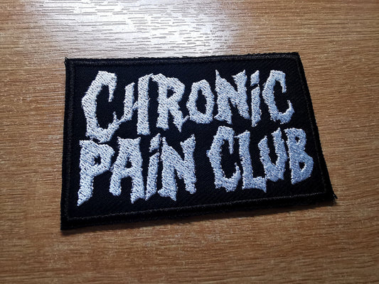 Chronic Pain Club Death Metal Iron On Embroidered Patch Spoon Theory Invisible Disability EDS or Fibromyalgia Black Metal