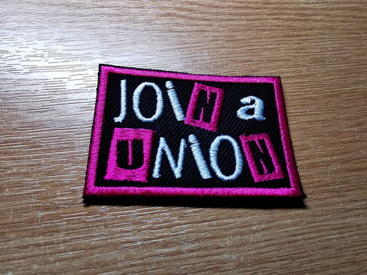 Join a Union Punk Flamingo Pink Embroidered Iron On Patch Politics Workers Labour Great Resignation