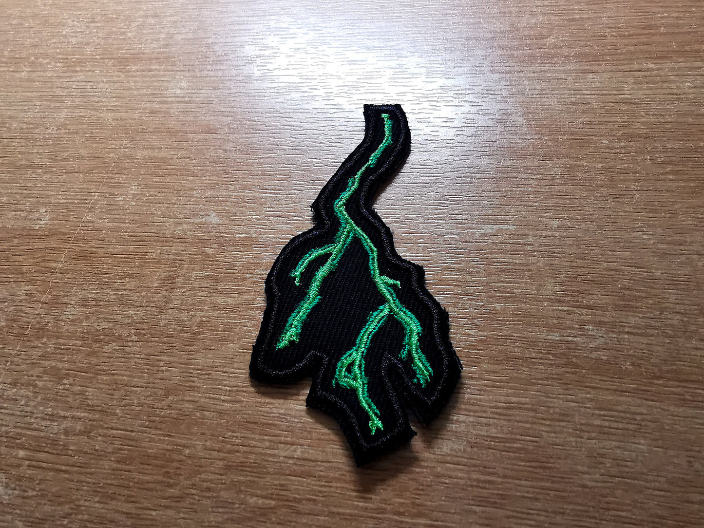 Forked Lightning Green Iron On Embroidered Patch Gothic Thrash Death Black Metal Battlejacket