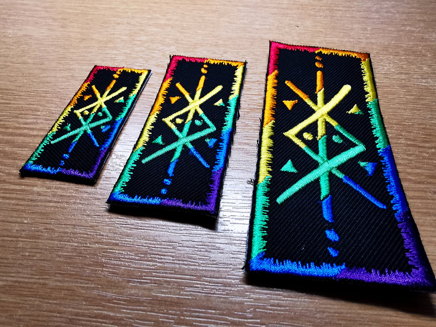 Rainbow Protection Bindrune Patch Iron On Embroidered Norse Heathenry Bind Runes Viking LGBTQ+ Inclusive Gender Pronoun
