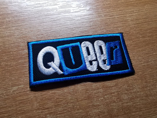 Queer Punk LGBTQ+ Iron On Patch Aqua Blue Pride Embroidered Patches