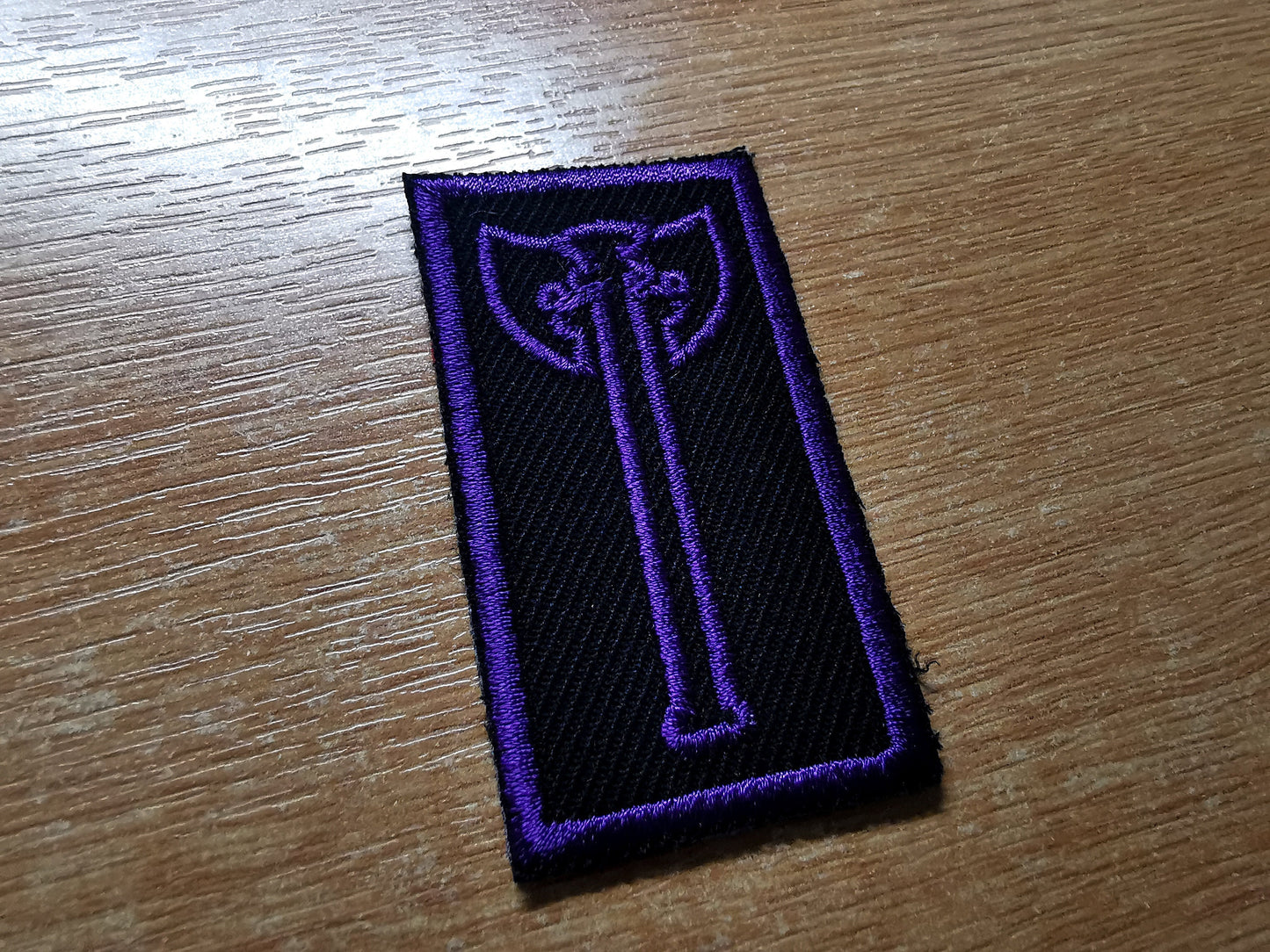 Battle Axe Purple Embroidered Iron On Patch Destiny Fantasy RPG Vikings Medieval Dungeon Gaming