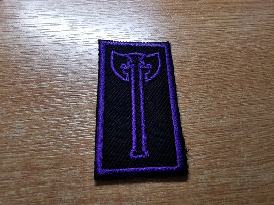 Battle Axe Purple Embroidered Iron On Patch Destiny Fantasy RPG Vikings Medieval Dungeon Gaming