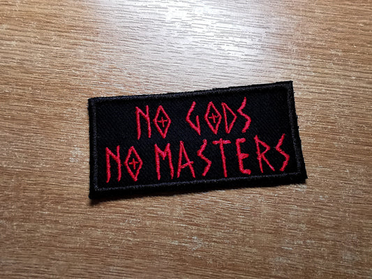No Gods No Masters Patch Red Embroidered Iron On Patch
