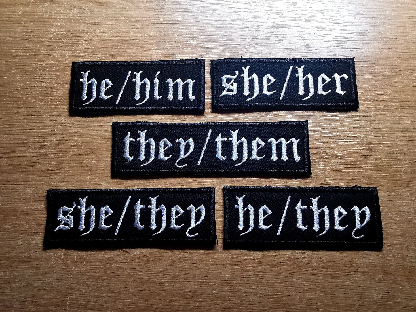 Metal Pronoun Patches Embroidered Old English Custom Pronouns