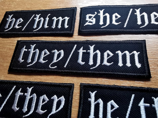 Metal Pronoun Patches Embroidered Old English Custom Pronouns