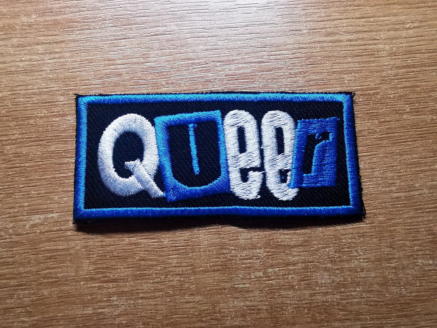 Queer Punk LGBTQ+ Iron On Patch Aqua Blue Pride Embroidered Patches