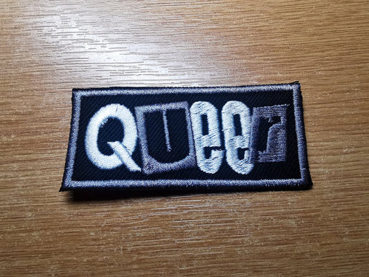 Queer Punk LGBTQ+ Iron On Grey Patch Pride Embroidered Patches