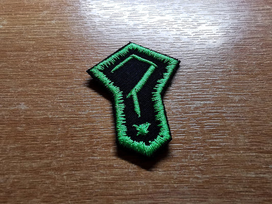 Question Mark Light Emerald Green Small Iron On Embroidered Patch Gothic Punk Crust