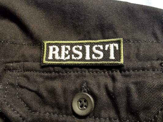 Resist VERY SMALL Military Green Embroidered Patch Anarchist Politics Feminist Leftist Patches