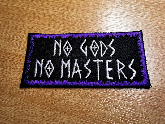No Gods No Masters Patch Purple Border Embroidered Patch