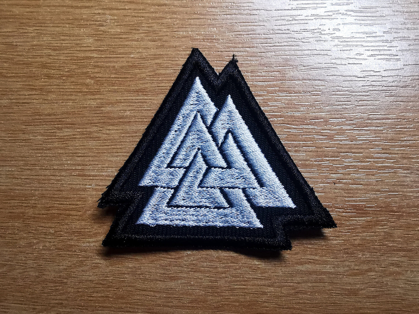 White Valknut Iron On Embroidered Patch Viking Patches