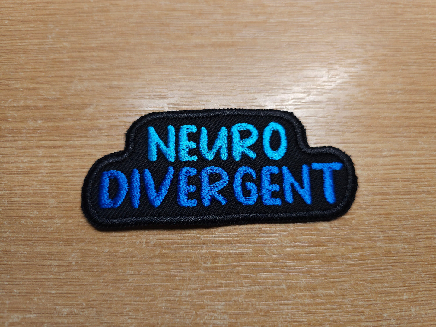 Neurodivergent Iron On Embroidered Patch Colourful Two Blue Neurodiversity Personality