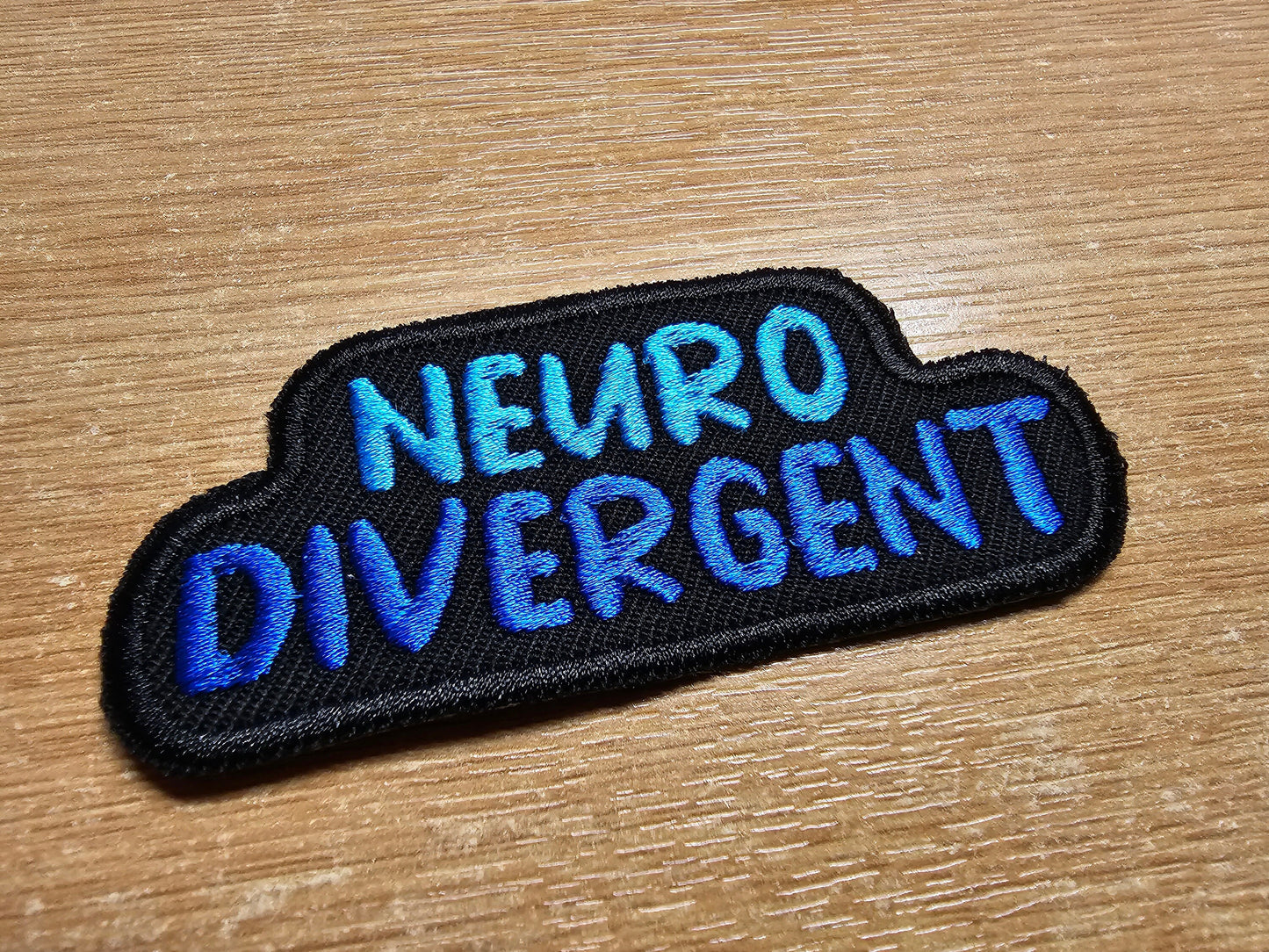 Neurodivergent Iron On Embroidered Patch Colourful Two Blue Neurodiversity Personality