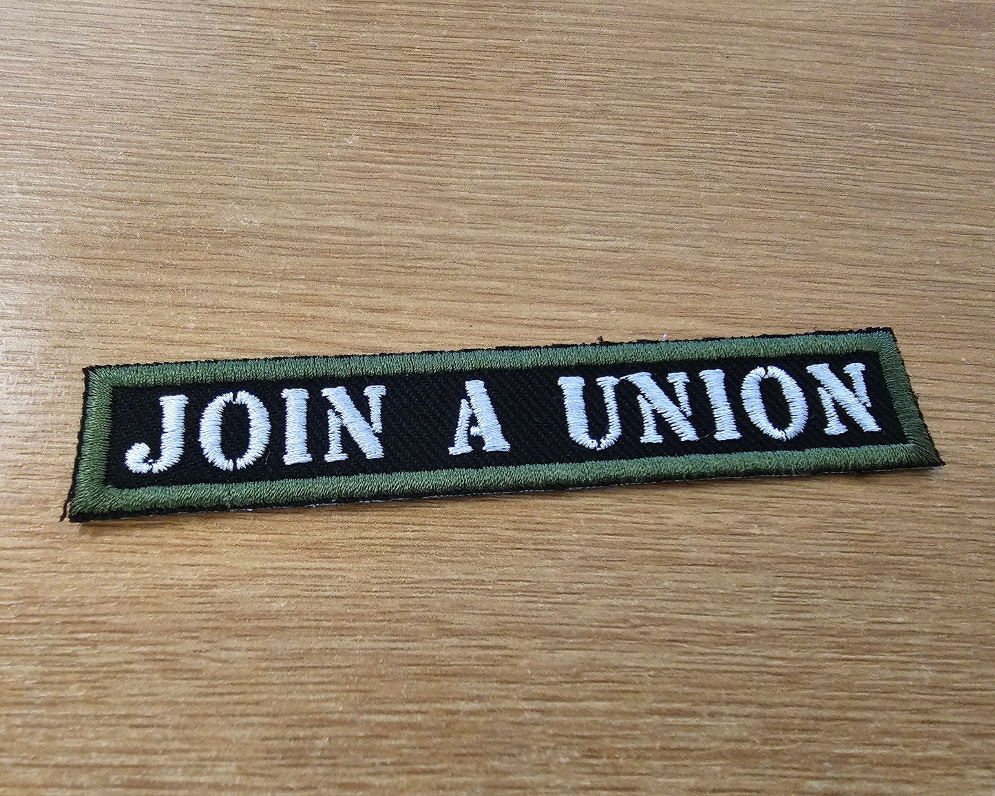 Join a Union Embroidered Stencil Military Green Patch Politics Punk Workers Labour Great Resignation