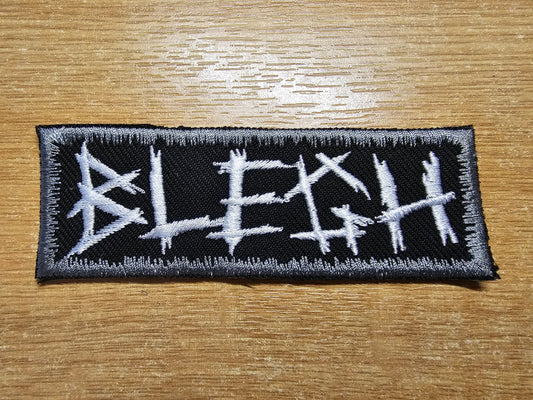 Blegh Metalcore Embroidered Patch Smaller Metal Breakdown Emo Grey and White