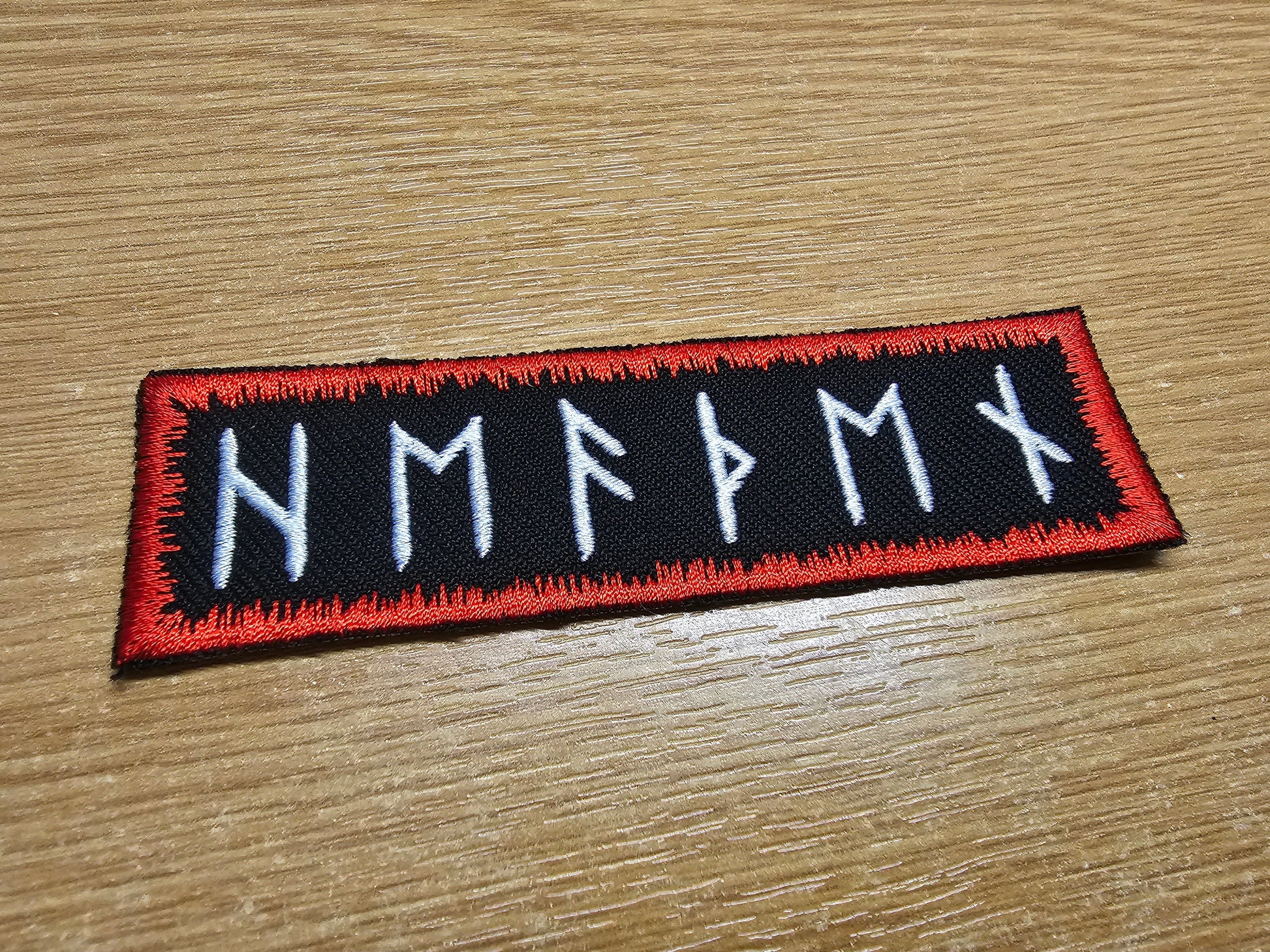 Heathenry Runes Red Sew or Iron on Embroidered Patch Viking Warrior No ...