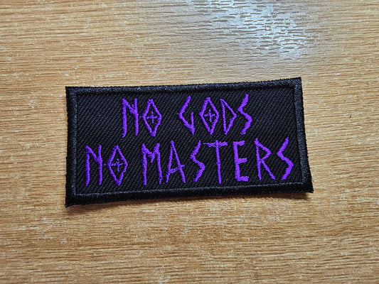 No Gods No Masters Patch Purple Embroidered Iron On Patch