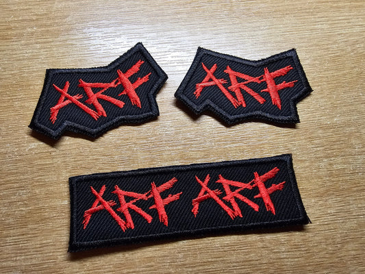Arf Arf Blegh Metalcore Embroidered Patch Metal Breakdown Emo Red