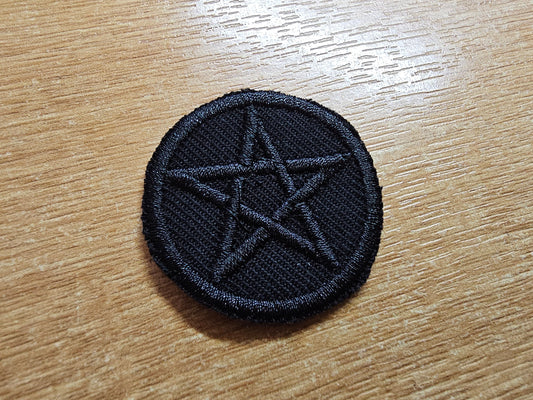 Mini Black Pentagram Iron On Embroidered Patch