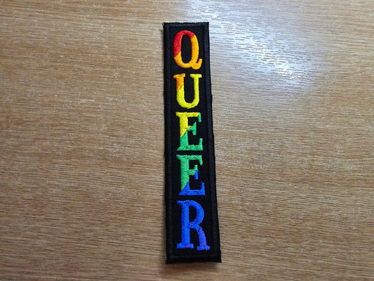 Queer Vertical Rainbow Patch Flag LGBTQ+ Embroidered Patches