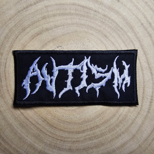 Autism Death Metal Band Logo Style Embroidered Patch Neurodivergent Metal