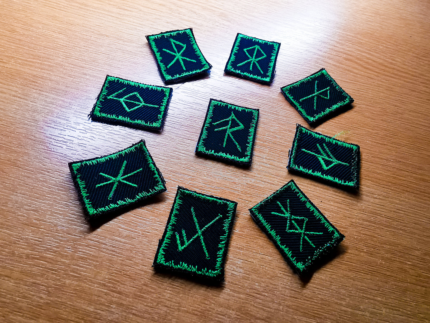 Jade Green Bindrune Patches Embroidered Viking Norse Heathenry Bind Runes