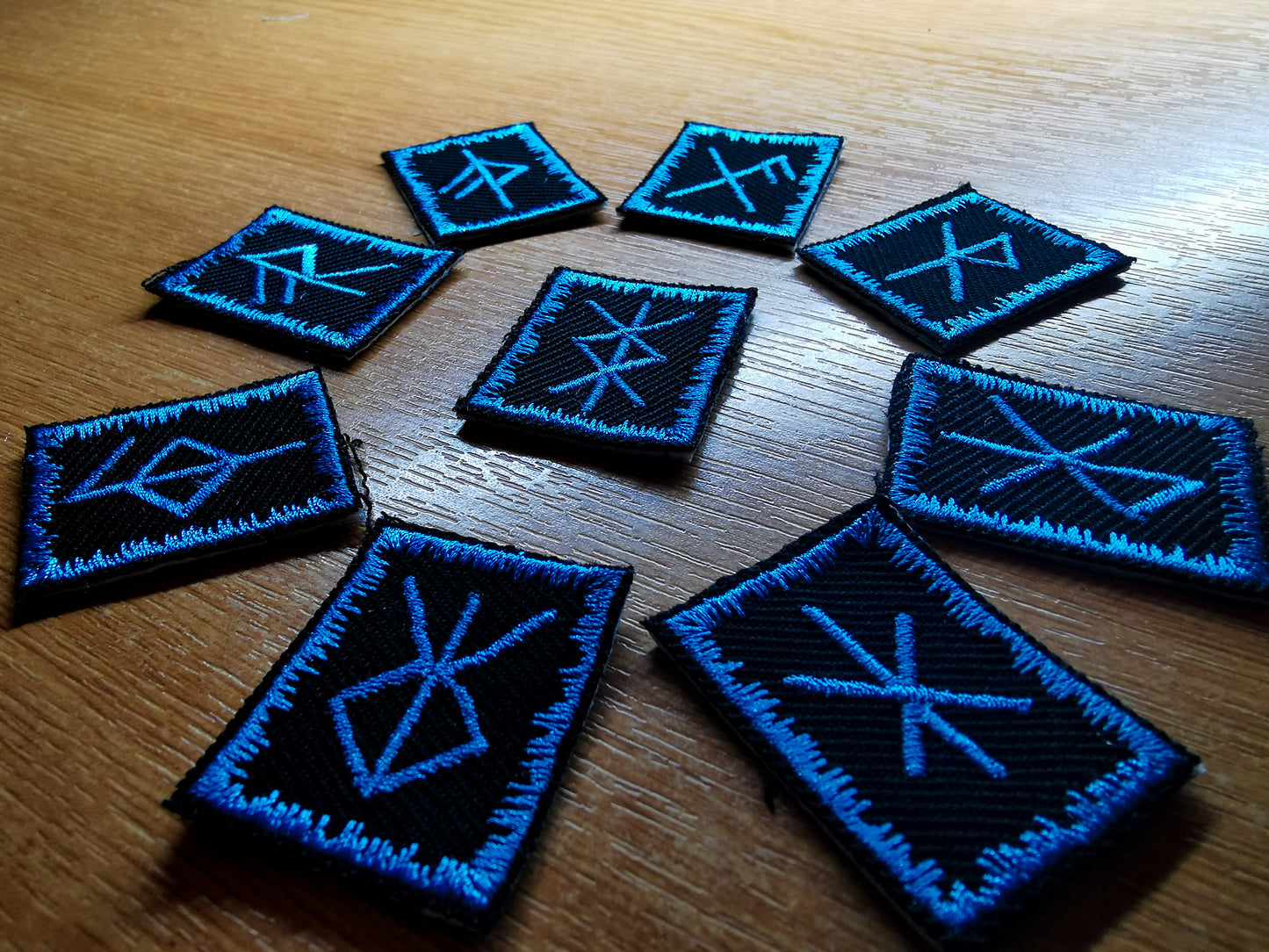 Sea Blue Bindrune Patches Embroidered Viking Norse Heathenry Bind Runes