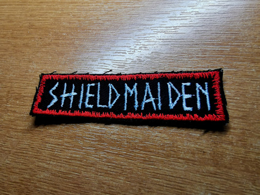 Shieldmaiden Small Embroidered Patch Red Snowy Border