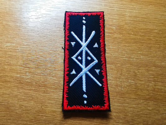 Protection Bindrune Embroidered Patch Red Snowy Border