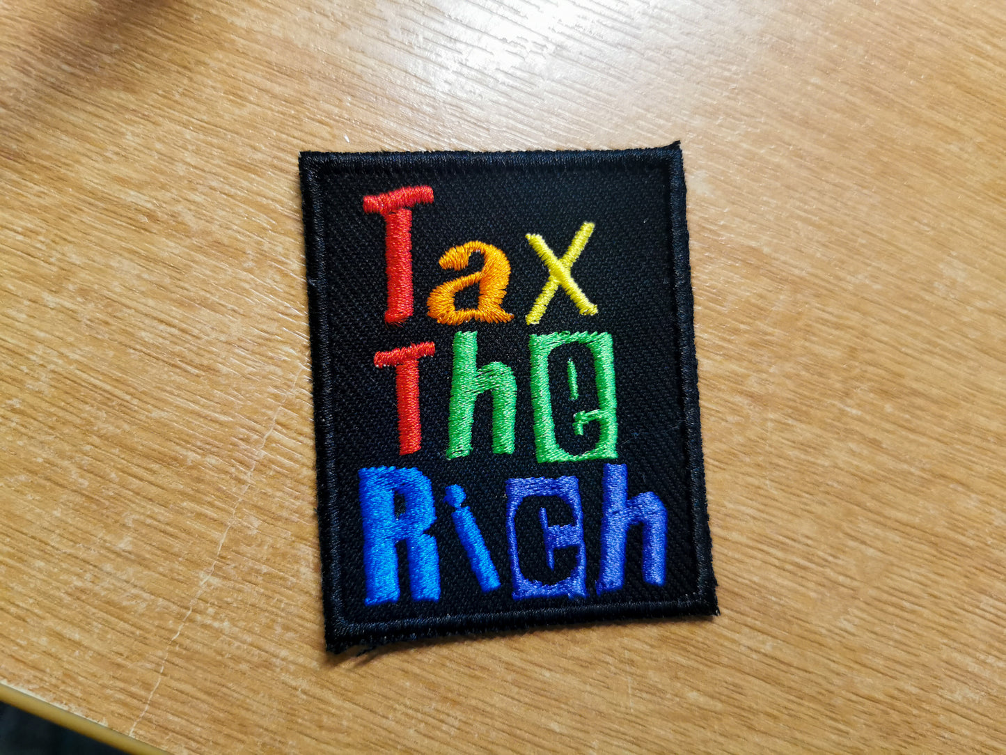 Tax The Rich Punk Style Embroidered Rainbow