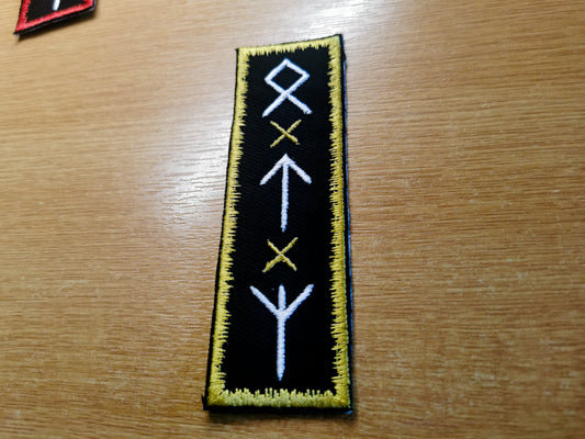 Gold and White Viking Rune Embroidered Patch - Odal, Teiwaz and Algeiz