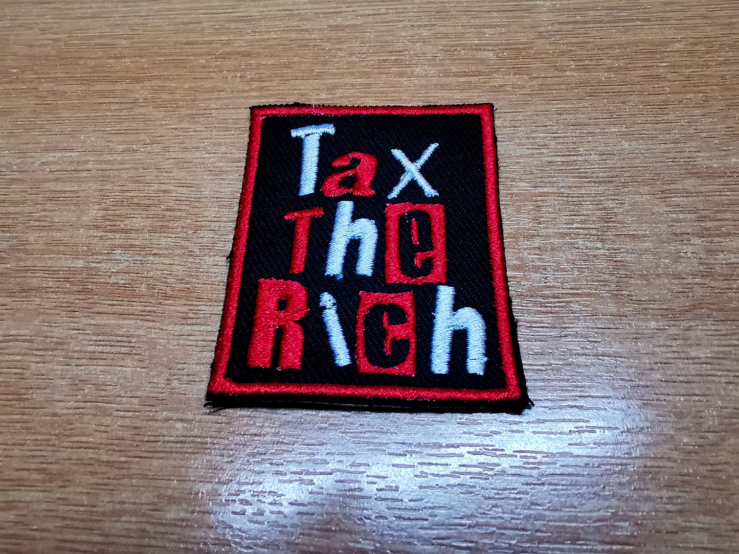 Tax The Rich Embroidered Patch Punk Red