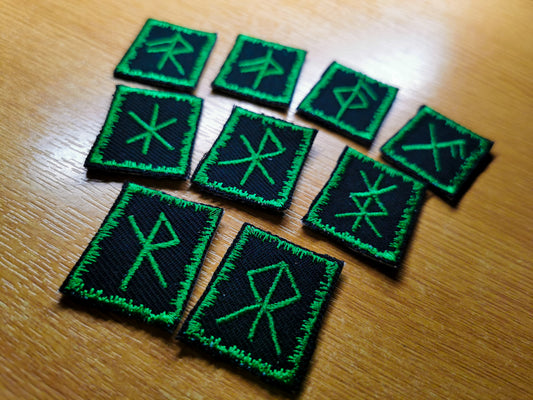 Jade Green Bindrune Patches Embroidered Viking Norse Heathenry Bind Runes