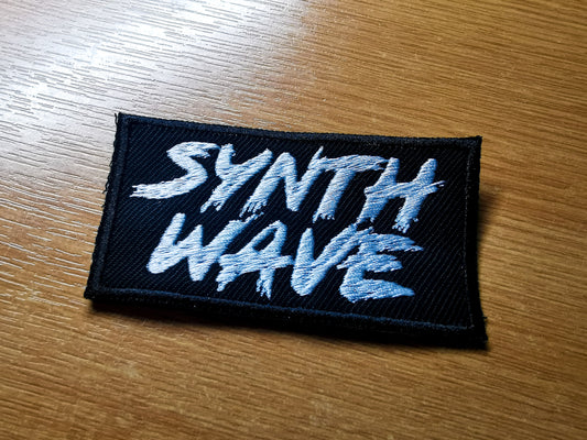 Synthwave Embroidered Patch White