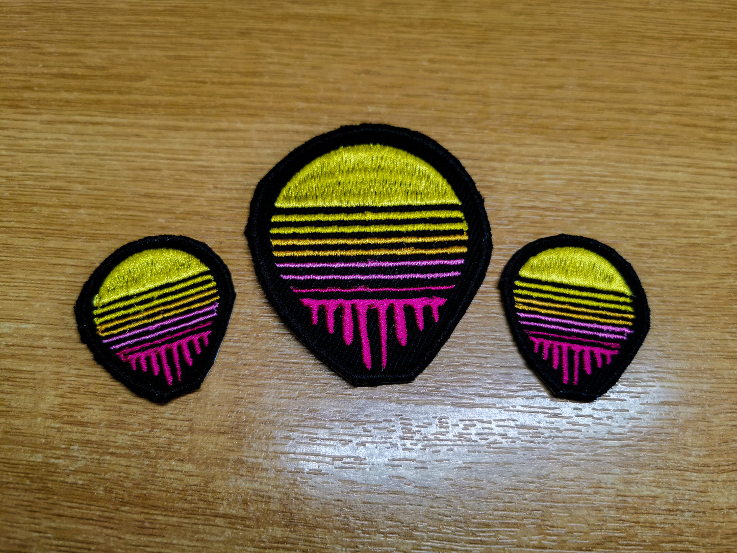 Synthwave Sunset Outrun Embroidered Patch Melting