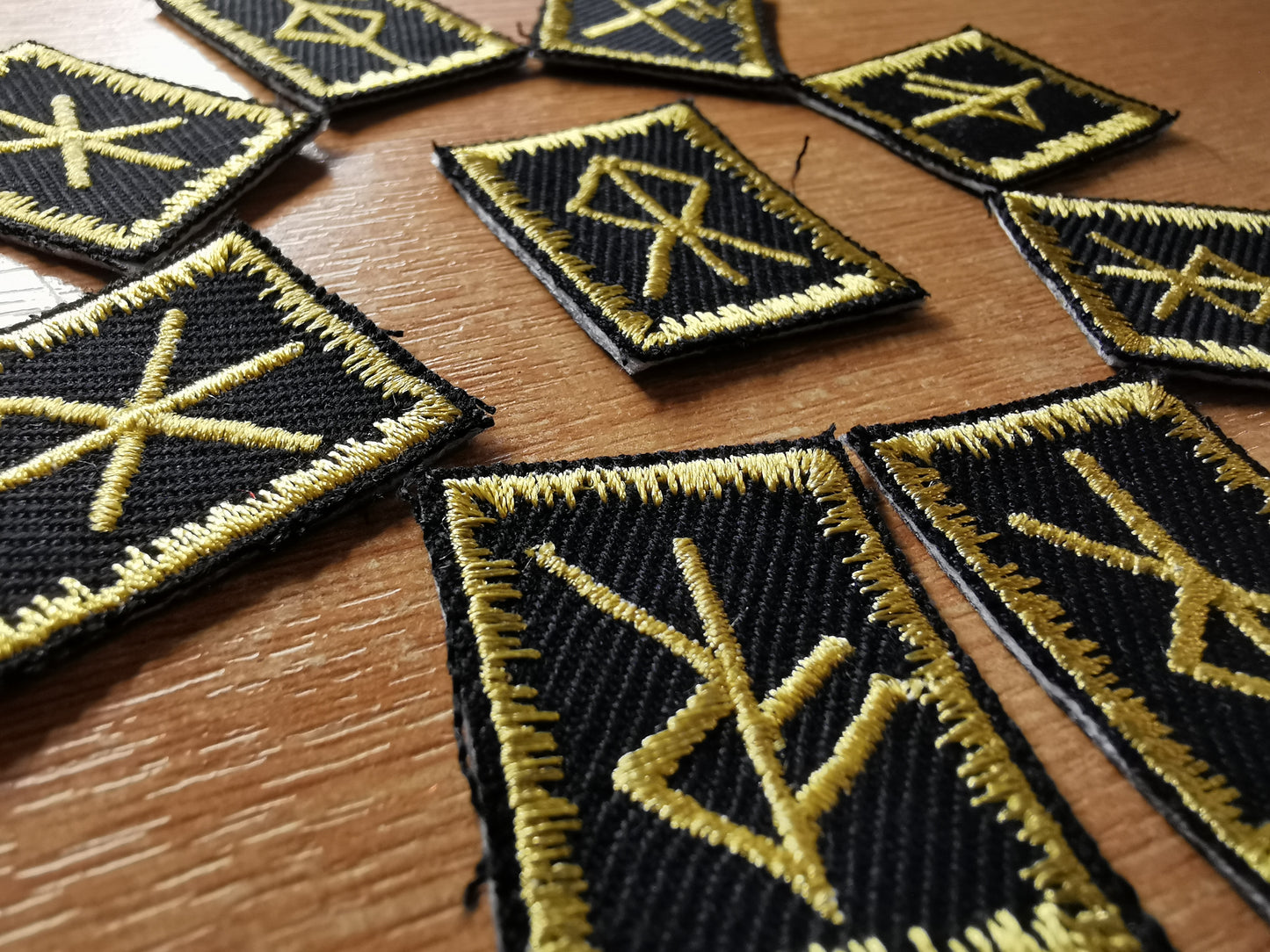 Gold Bindrune Patches Embroidered Viking Norse Heathenry Bind Runes