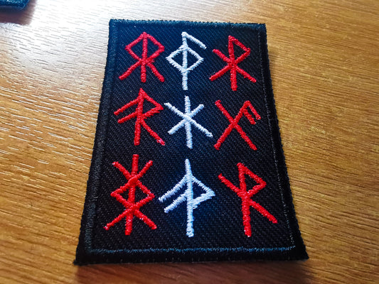 9 Bindrunes Embroidered Red and White Streaks