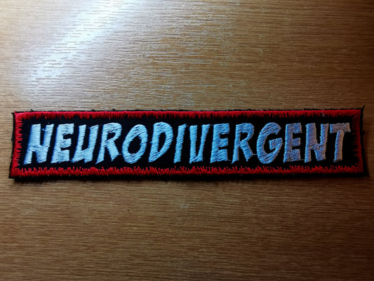 Neurodivergent Embroidered Patch Long Red Snow Comic Book Style