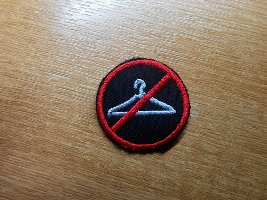 Never Again Abortion Rights Hanger Embroidered Patch Red